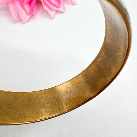 Vintage Two Tone Metallic Basketweave Bangle Bracelet Brass Silver Tone Chunky - Picture 8 of 12